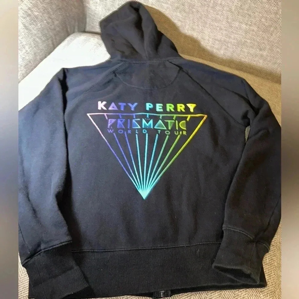 KATY PERRY prizmatic world tour concert hoodie drawstring zip up black coat SM